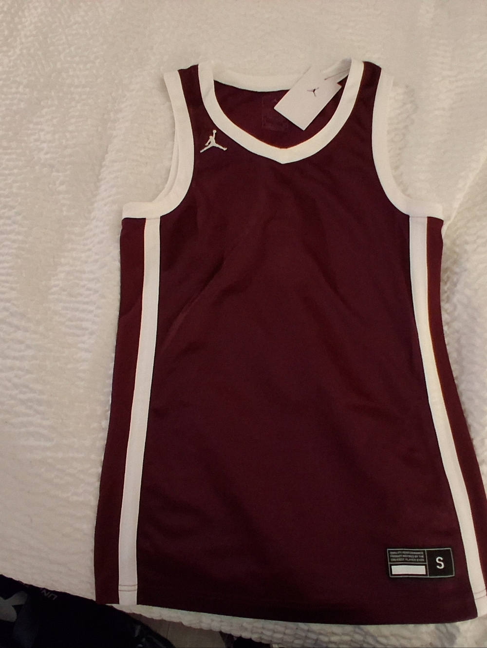 Jordan Maroon Sleeveless Basketball Jersey with White Jumpman